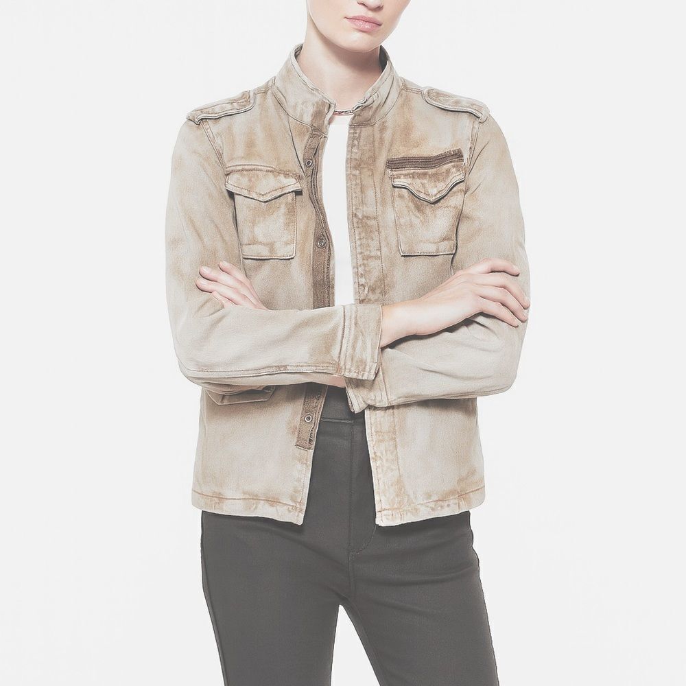 Anine Bing Army Jacket – White Sand Color, Utility Military Style, Size XS